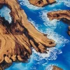 Epoxidharz Tisch aus rustikaler Eiche mit Kreuzgestell 300x110 – Bild 3